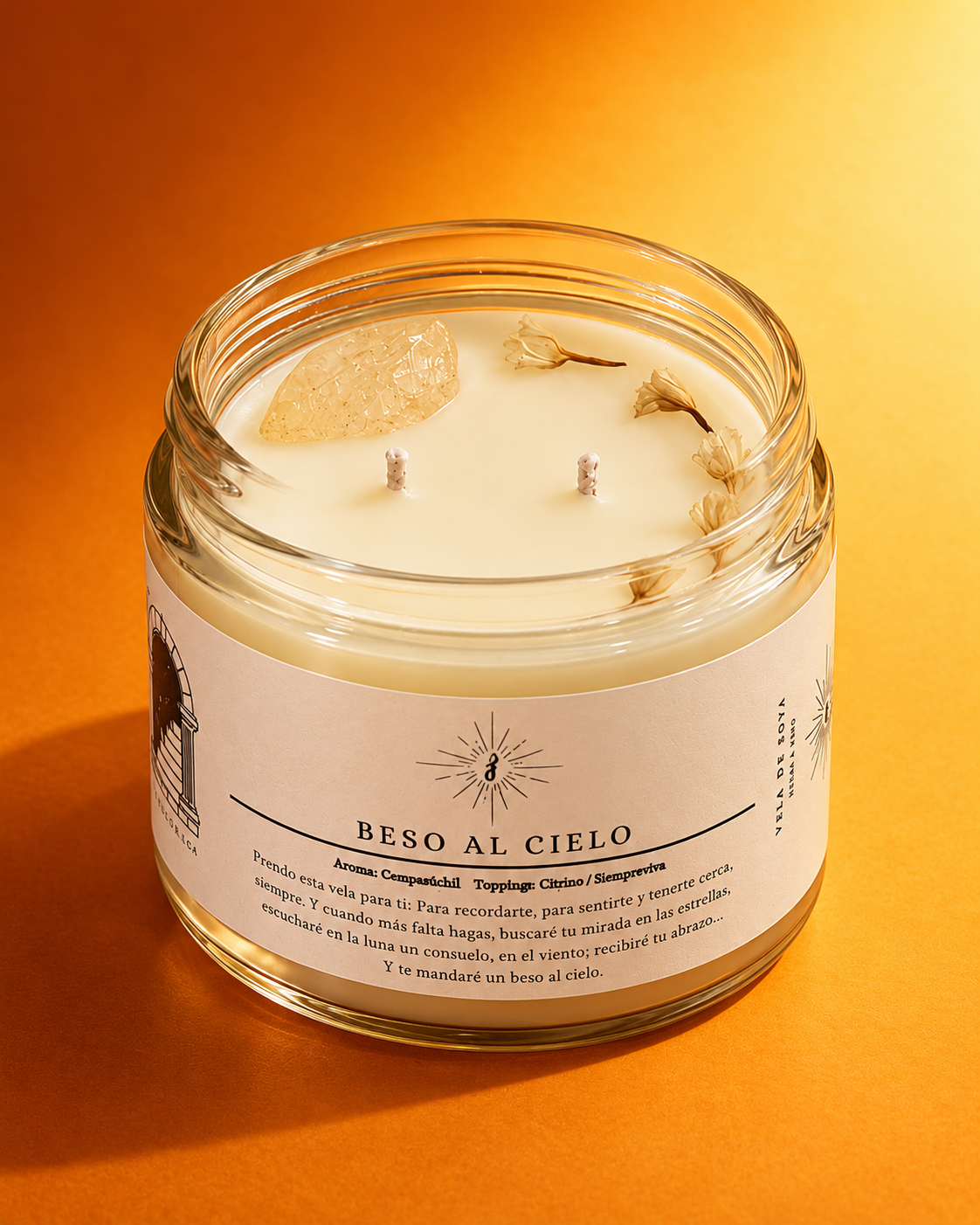 Vela Beso al Cielo - aroma a flor de cempasúchil 240 g