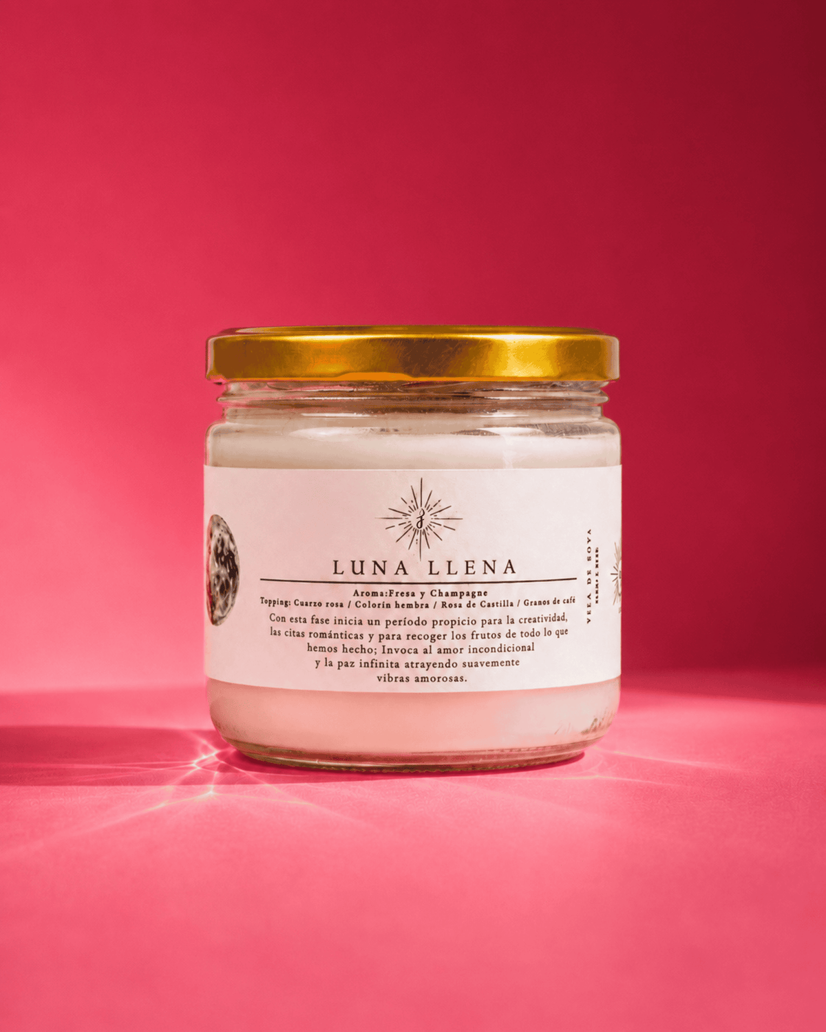Vela de soya Luna Llena aroma fresas con champagne 240 g