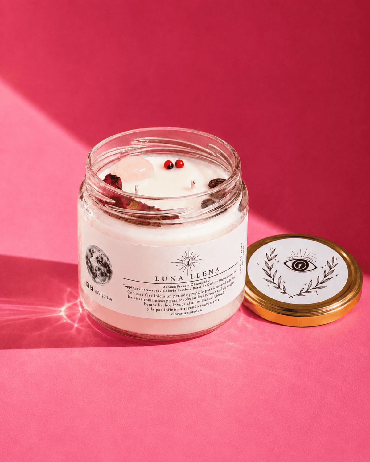 Vela de soya Luna Llena aroma fresas con champagne 240 g