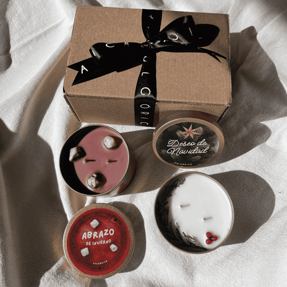 Kit Abrazo de Navidad — Dúo Cocoa &amp; Pino - 2 velas 200g