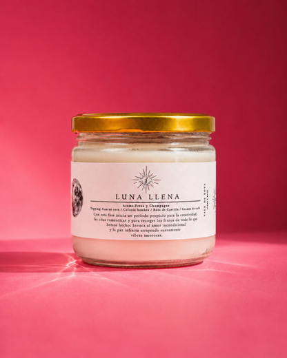 Vela de soya Luna Llena aroma fresas con champagne 240 g