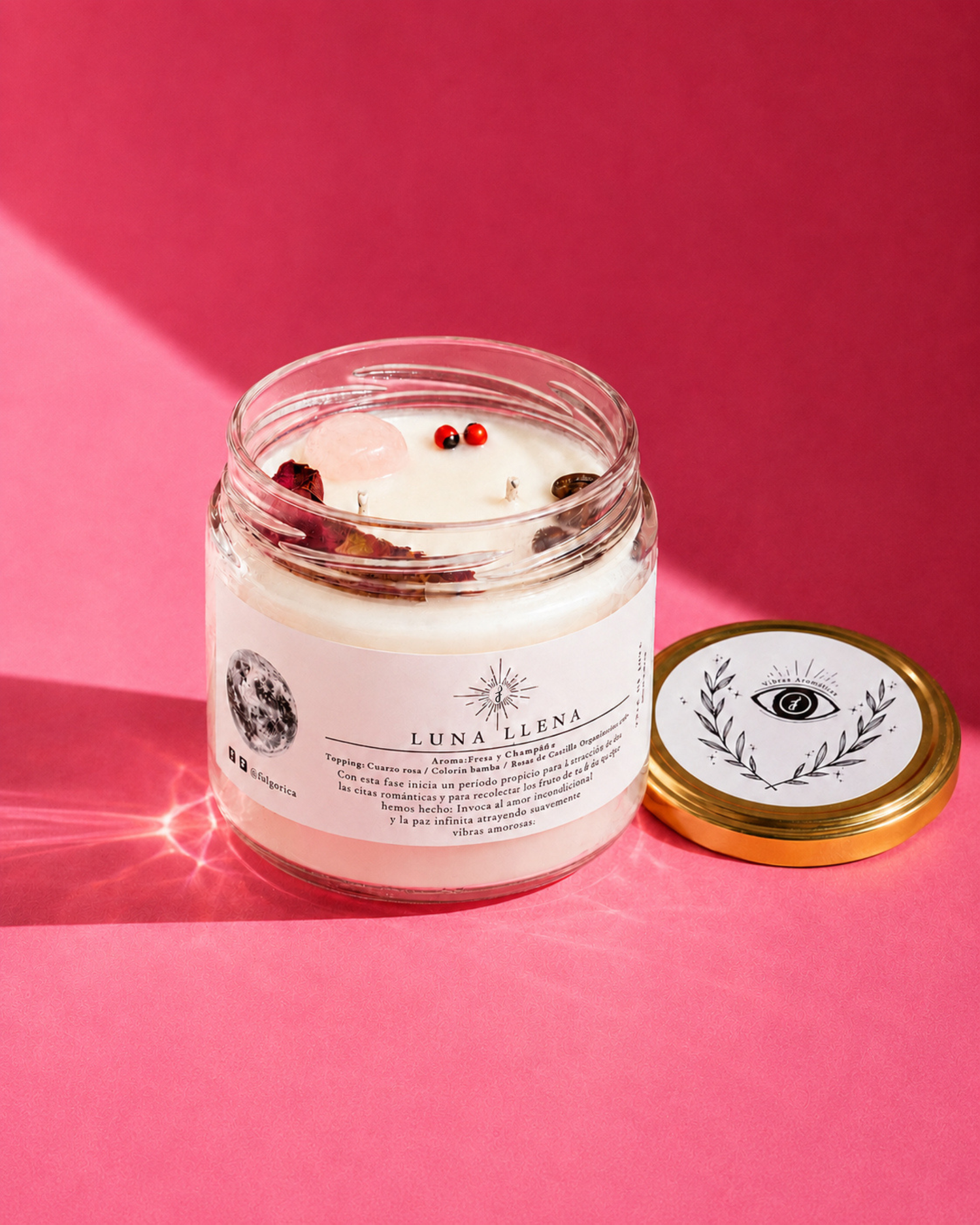 Vela de soya Luna Llena aroma fresas con champagne 240 g